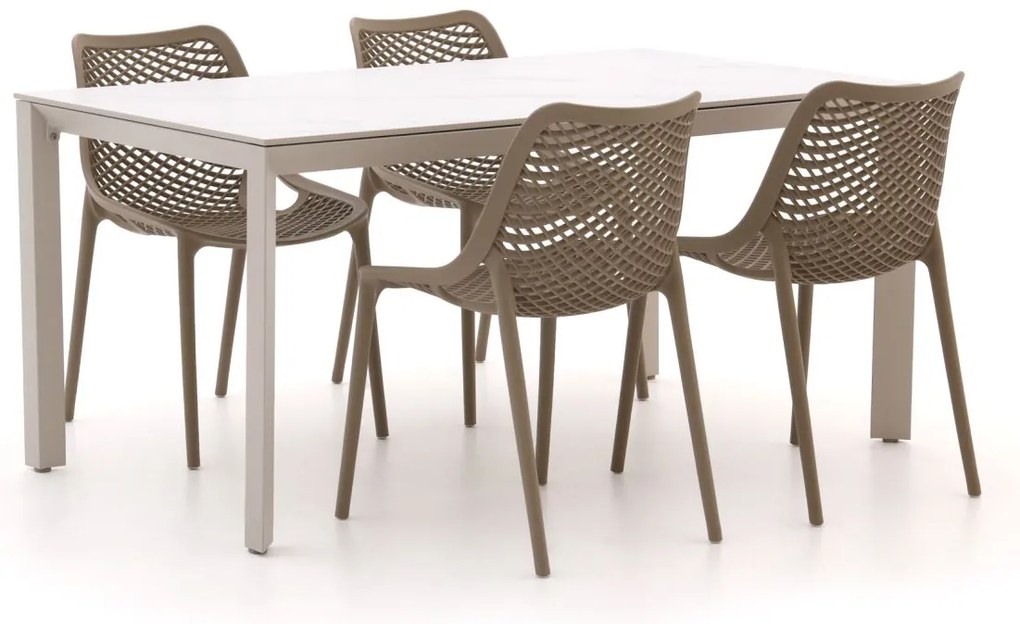 + 10% kassakorting | Diningset Forza  | 4 personen sintered stone | Tuinset stapelbaar | 5-delig | Kees Smit Tuinmeubelen