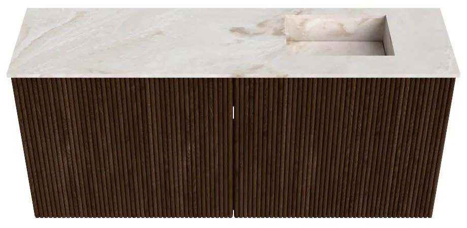 Mondiaz Joya DLux 90cm toiletmeubel walnut met wastafel faye rechts zonder kraangat frappe