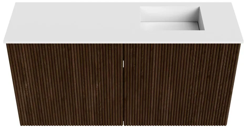 Mondiaz Joya 80cm toiletmeubel walnut met wastafel faye rechts zonder kraangat talc