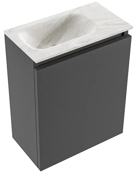 Mondiaz Ture DLux toiletmeubel 40cm dark grey met wastafel ostra links met kraangat