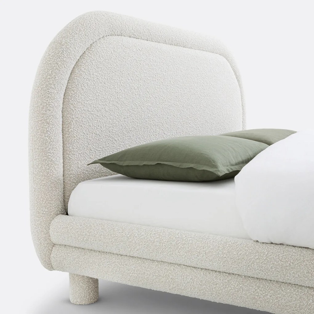Bed met lattenbodem, bouclette stof, Mendosa