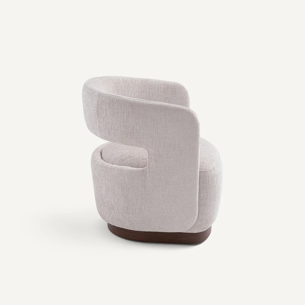 Fluwelen draaifauteuil met walnootfineer onderstel, JESPER