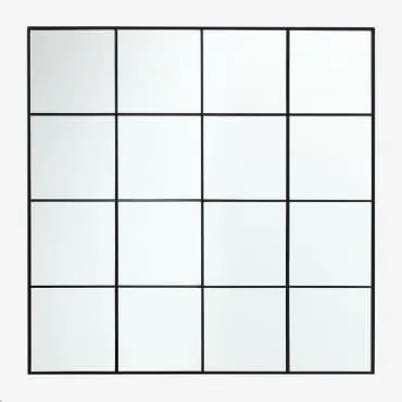 Metalen Wandspiegel Met Venstereffect 122x122 Cm Sofi Zwart - Sklum