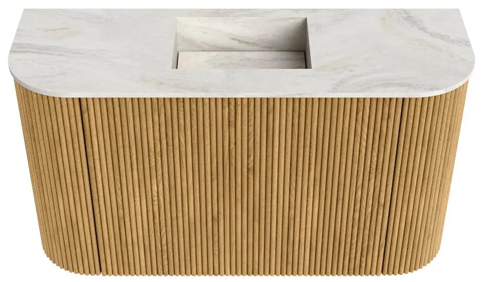 Mondiaz Joya DLux 75cm toiletmeubel ronding links/rechts oak met wastafel faye midden zonder kraangat ostra