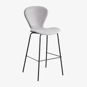 Hoge Kruk In Fluweel Uit Grijs – Koel & ↑75 Cm & Zwart - Sklum