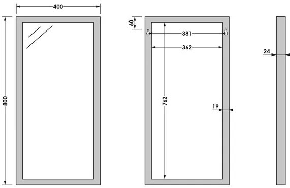 Brauer Onyx rechthoekige spiegel 40x80cm RVS geborsteld