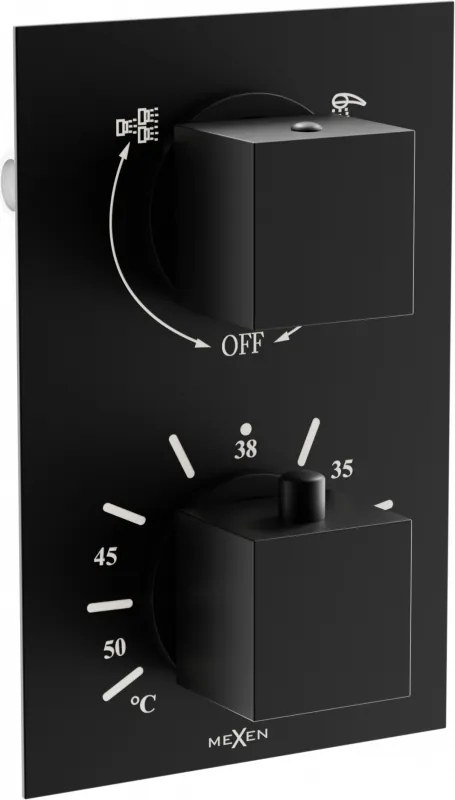 Mexen Cube thermostatische bad-douchekraan met 2 uitgangen, zwart - 77502-70