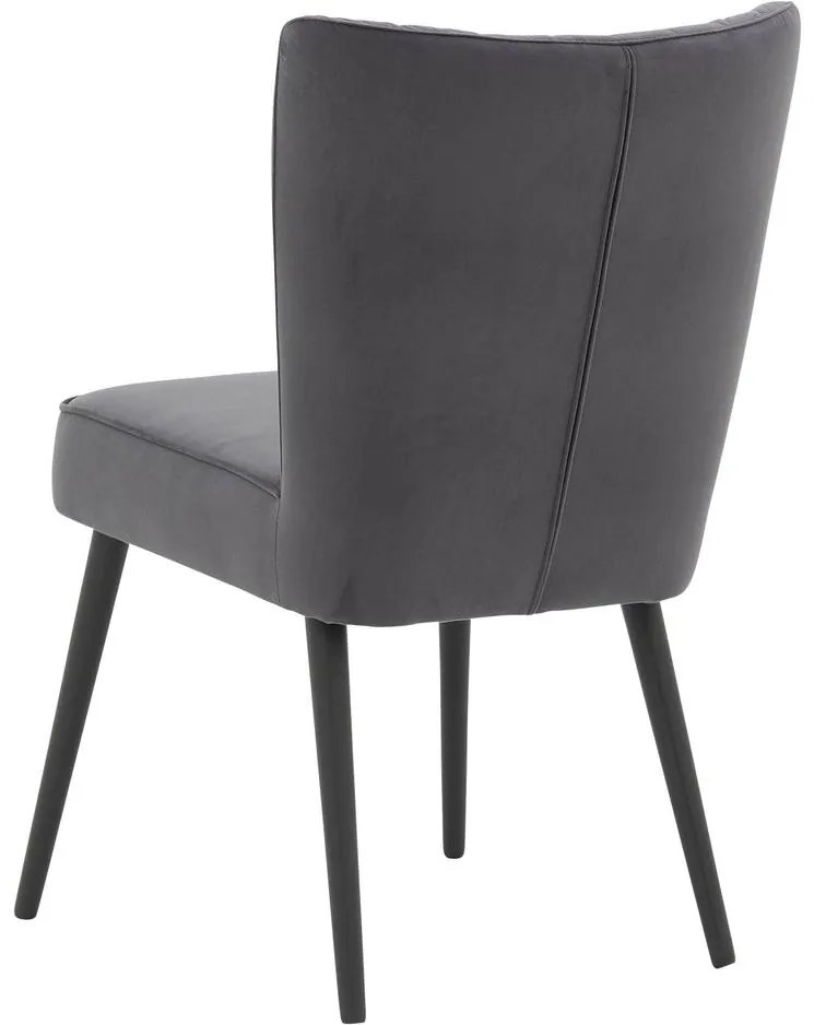 Goossens Eetkamerstoel Rob antraciet velvet stof leuning, urban industrieel