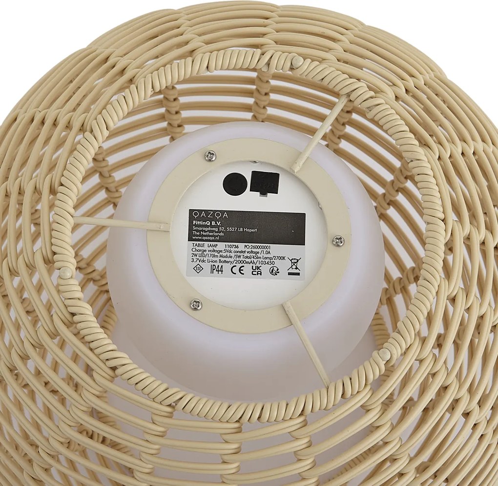 Buiten tafellamp beige 30cm incl. LED oplaadbaar met USB-C IP44 - Oli