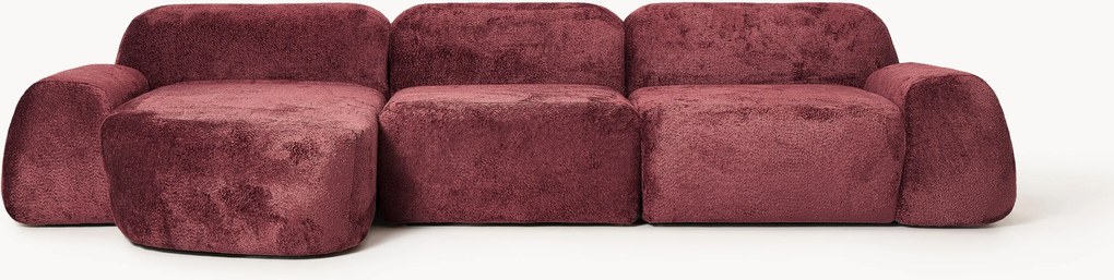 Modulaire teddy-bouclé hoekbank Wolke (4-zits)