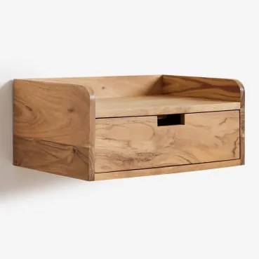 Set Van 2 Zwevende Nachtkastjes 45x30 Cm Van Acaciahout Narbona Rustiek Acaciabruin - Sklum