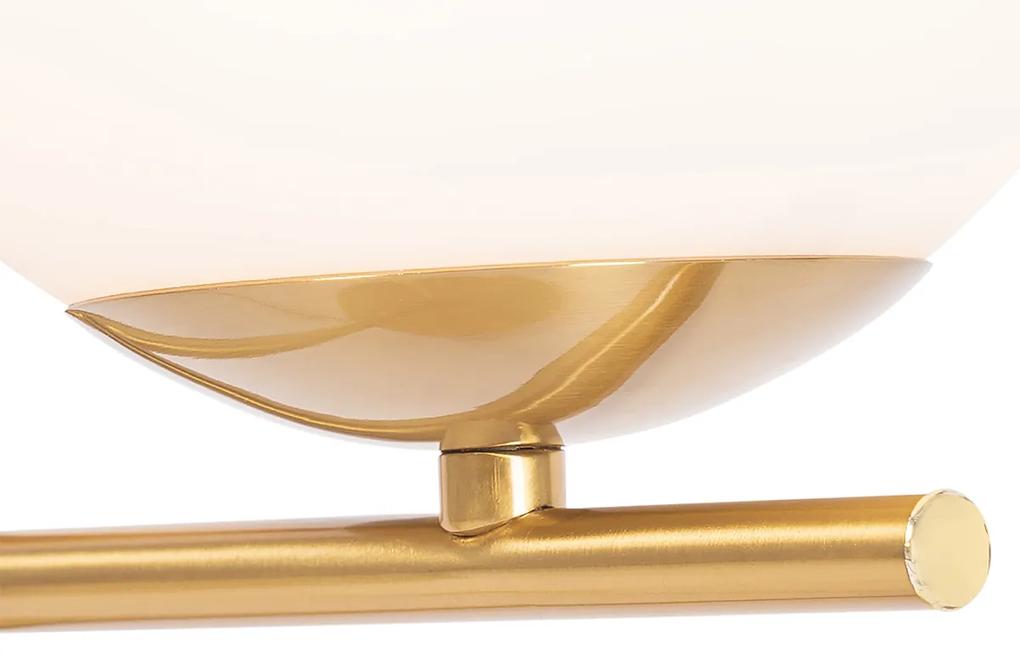 Art Deco tafellamp goud en opaal glas - Flore Design E14 bol / globe / rond Binnenverlichting Lamp
