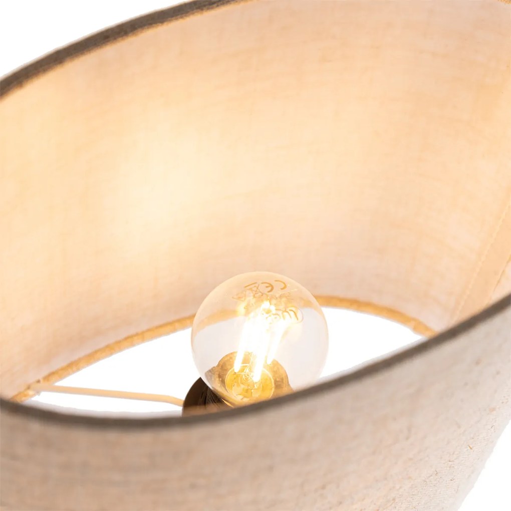 Landelijke tafellamp zwart met beige - Dua Modern E14 rond Binnenverlichting Lamp