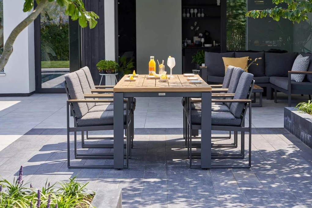 Tuinset 6 personen 230 cm Kunststof Grijs Lifestyle Garden Furniture Salina/Veneto