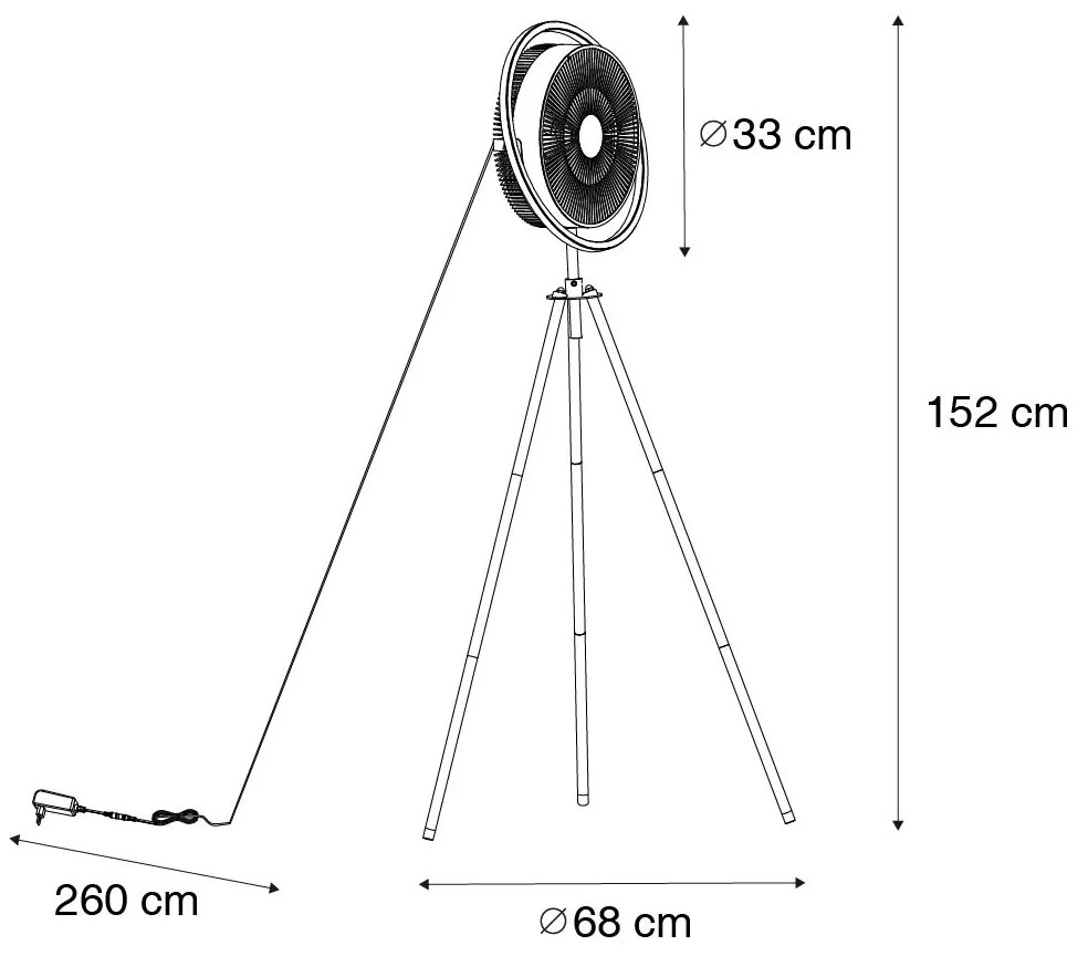 Vloerventilator tripod zwart incl. LED 3-staps dimbaar verstelbaar - Marleen Modern Binnenverlichting Lamp