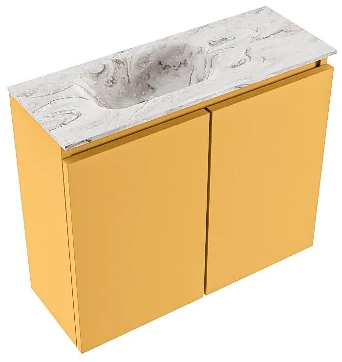 Mondiaz Ture DLux toiletmeubel 60cm ocher met wastafel glace links met kraangat