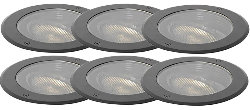 Set van 6 dimbare buiten grondspots zwart IP65 incl LED - Delux Honey