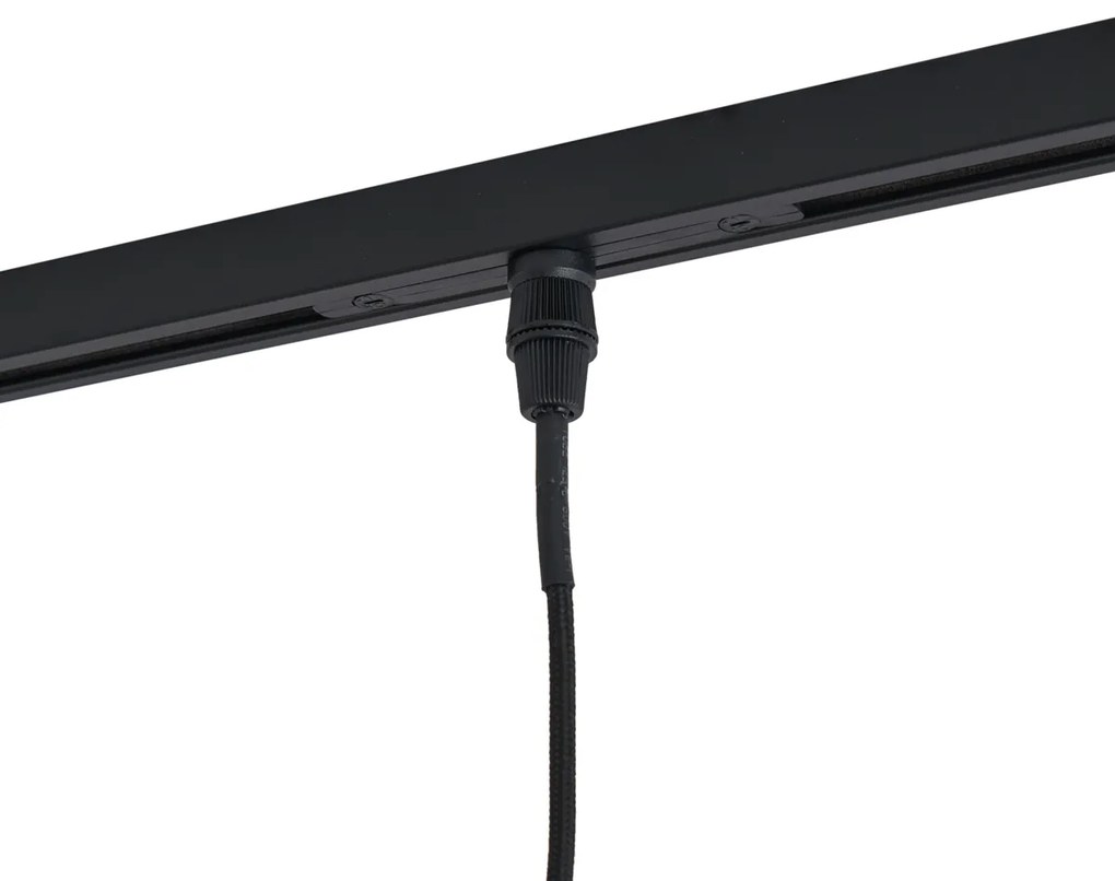 Modern railsysteem zwart met 6 hanglampen goud met amber glas 1-fase - Slimline Loyce