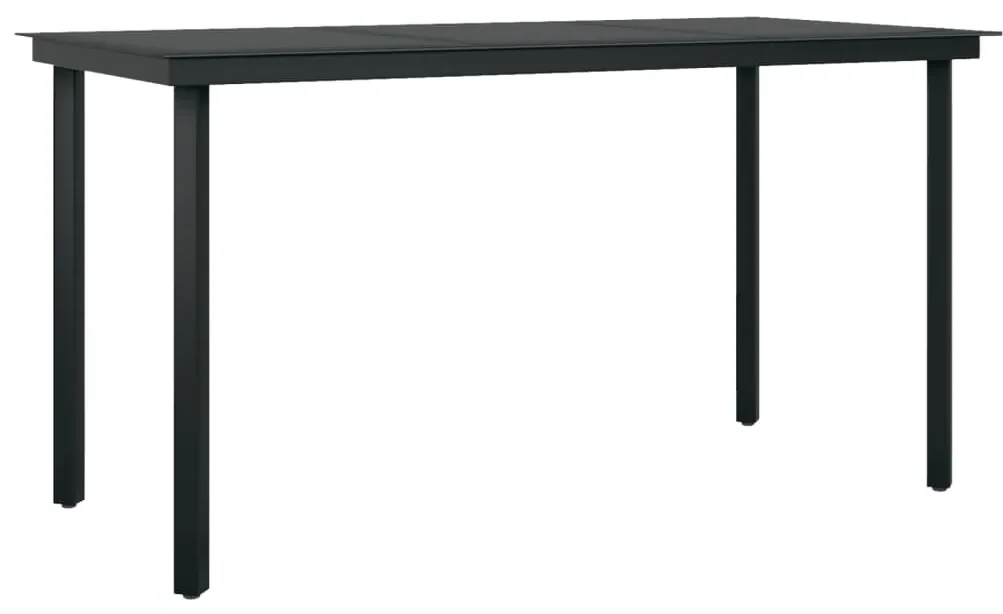 vidaXL Tuintafel 140x70x74 cm staal en glas zwart