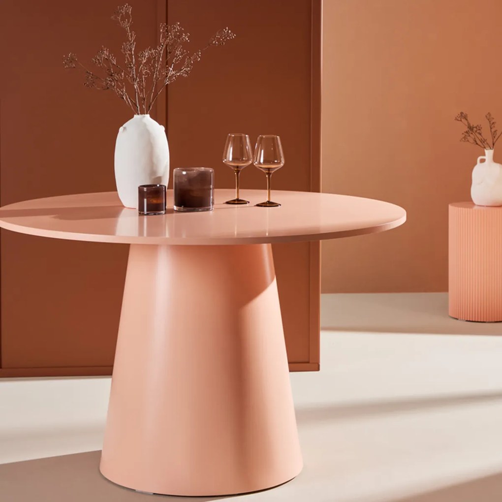 Ronde Eettafel Met Ronde Voet Peach - 120 X 120cm.
