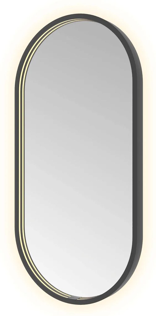Hotbath &More Oval spiegel ovaal 40x80cm geborsteld zwart PVD