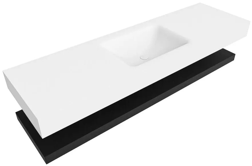 Zaro Alan badmeubel 160cm met planchet urban en vrijhangende wastafel cloud midden zonder kraangat talc