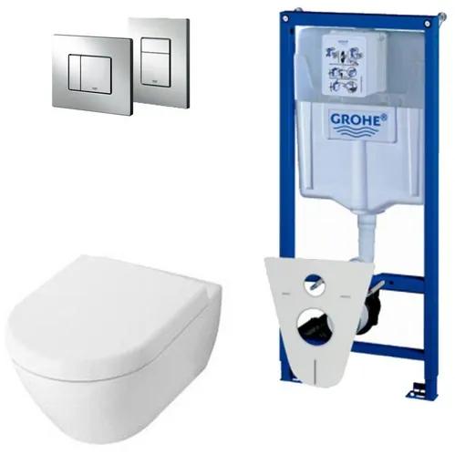 Villeroy & Boch Subway 2.0 DirectFlush ceramic+ toiletset met Grohe reservoir en bedieningsplaat chroom 0720001/0729205/0124070/ga26033/