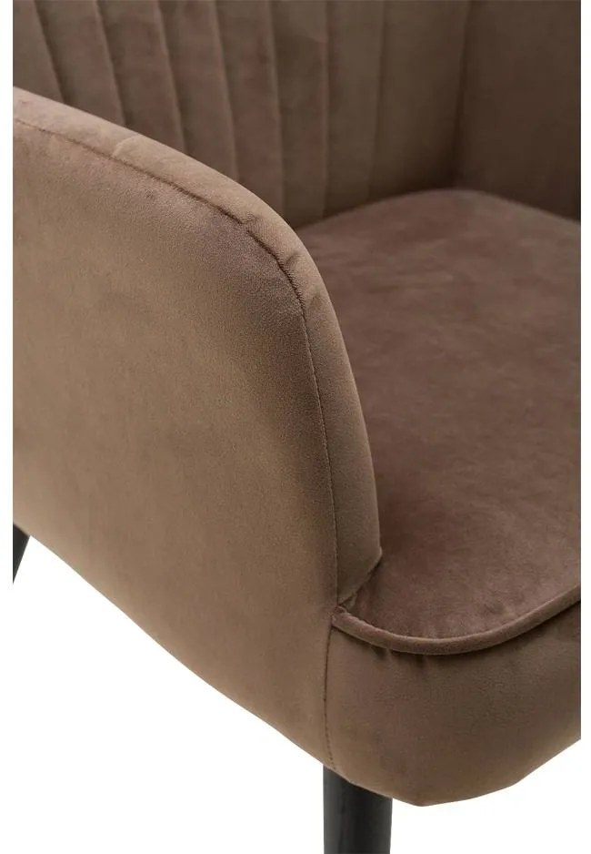 Goossens Eetkamerstoel Rob bruin velvet stof met armleuning, urban industrieel