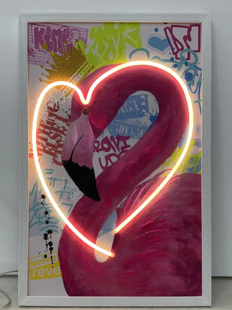Neon Art Flamingo Love