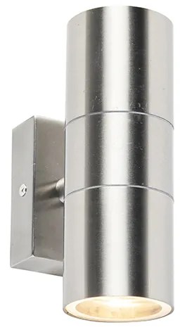 Buitenwandlamp staal 2-lichts IP44  - Duo