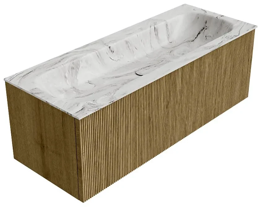 Mondiaz Kurve-dlux 120cm badmeubel dusk met 1 lade en wastafel big large midden zonder kraangat glace