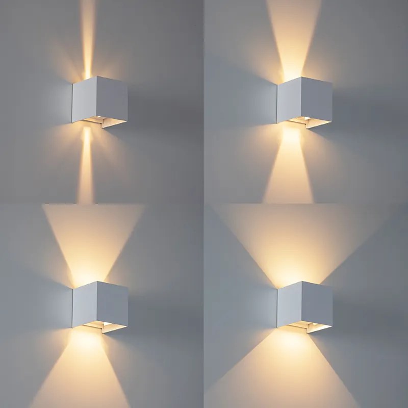 Buiten wandlamp wit incl. LED 2-lichts IP54 - Edwin Modern IP54 Buitenverlichting kubus / vierkant