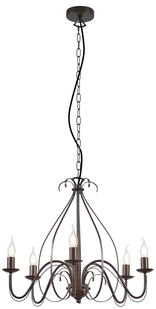 Eettafel / Eetkamer Klassieke kroonluchter roestbruin 5-lichts - Giuseppe Klassiek / Antiek, Landelijk / Rustiek E14 rond Binnenverlichting Lamp