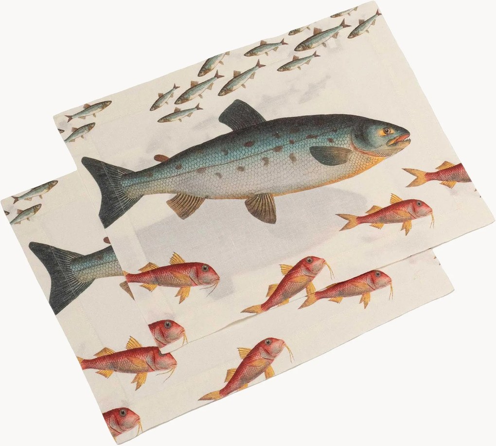 Placemats Sea Fish van linnen, 2-delig