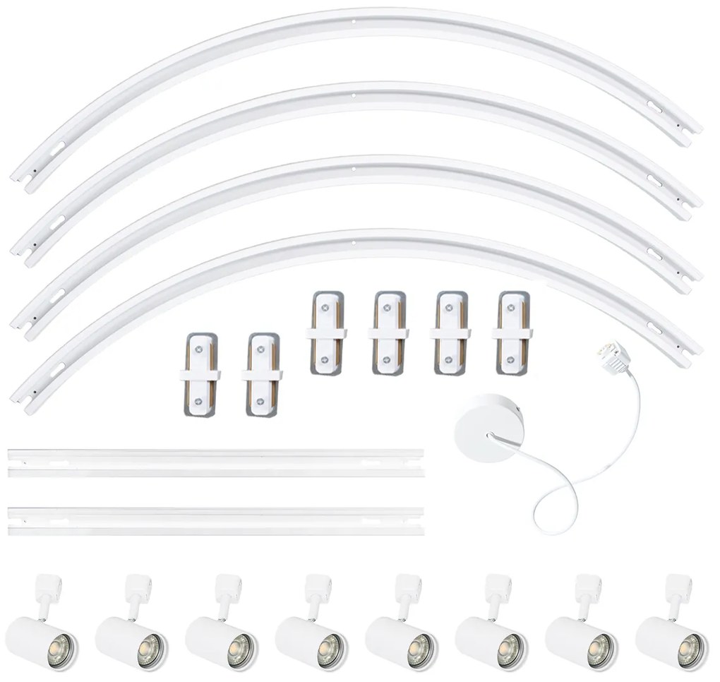 Modern railsysteem met 8 Spot / Opbouwspot / Plafondspots wit 1-fase ovaal 200cm - Iconic Jeana GU10 Binnenverlichting Lamp