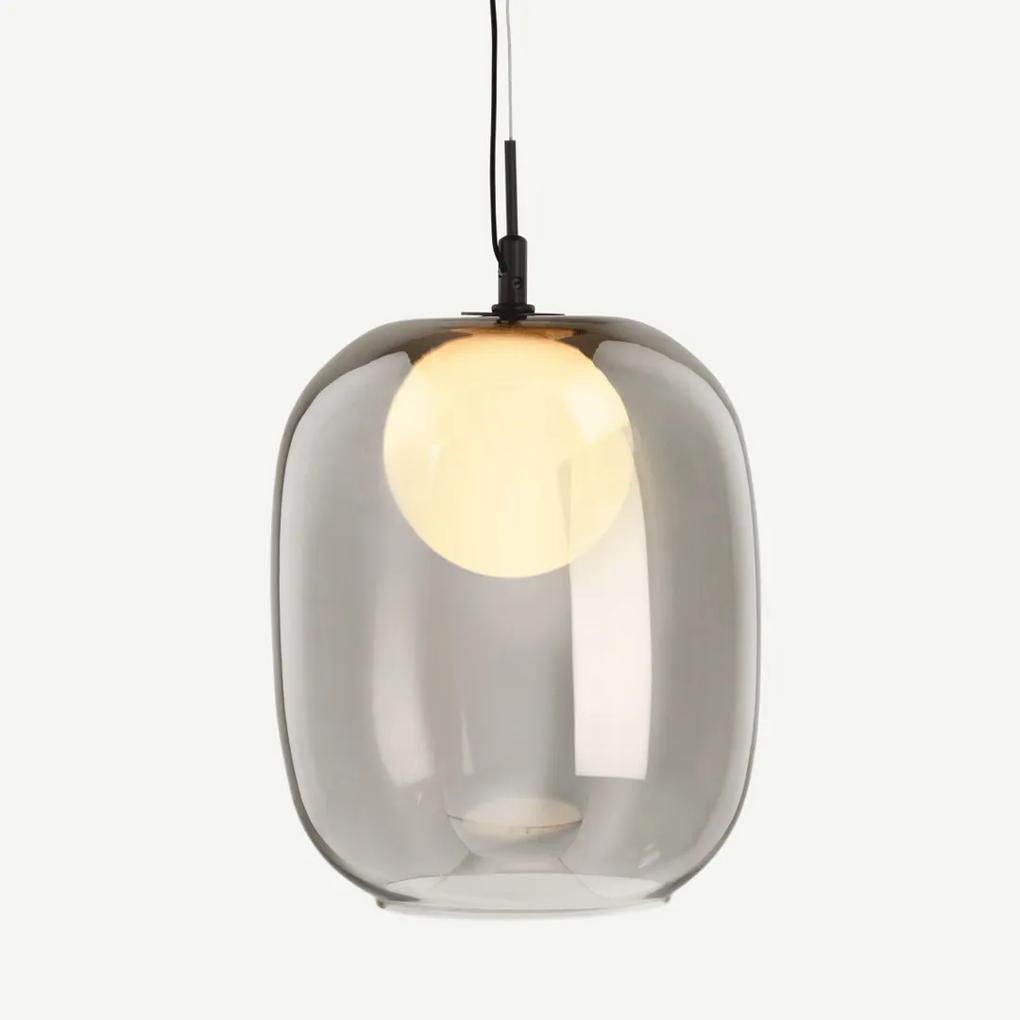 Masako LED glazen hanglamp, rook- en opaalglas