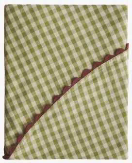 Tafelkleed Van Ø150 Cm In Isvel-katoen Cedar-groen - Tapioca-beige - Sklum