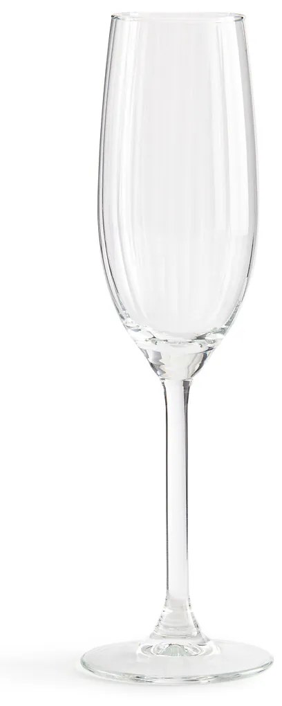 Set van 6 champagne glazen in glas met plooitextuur, Pliso