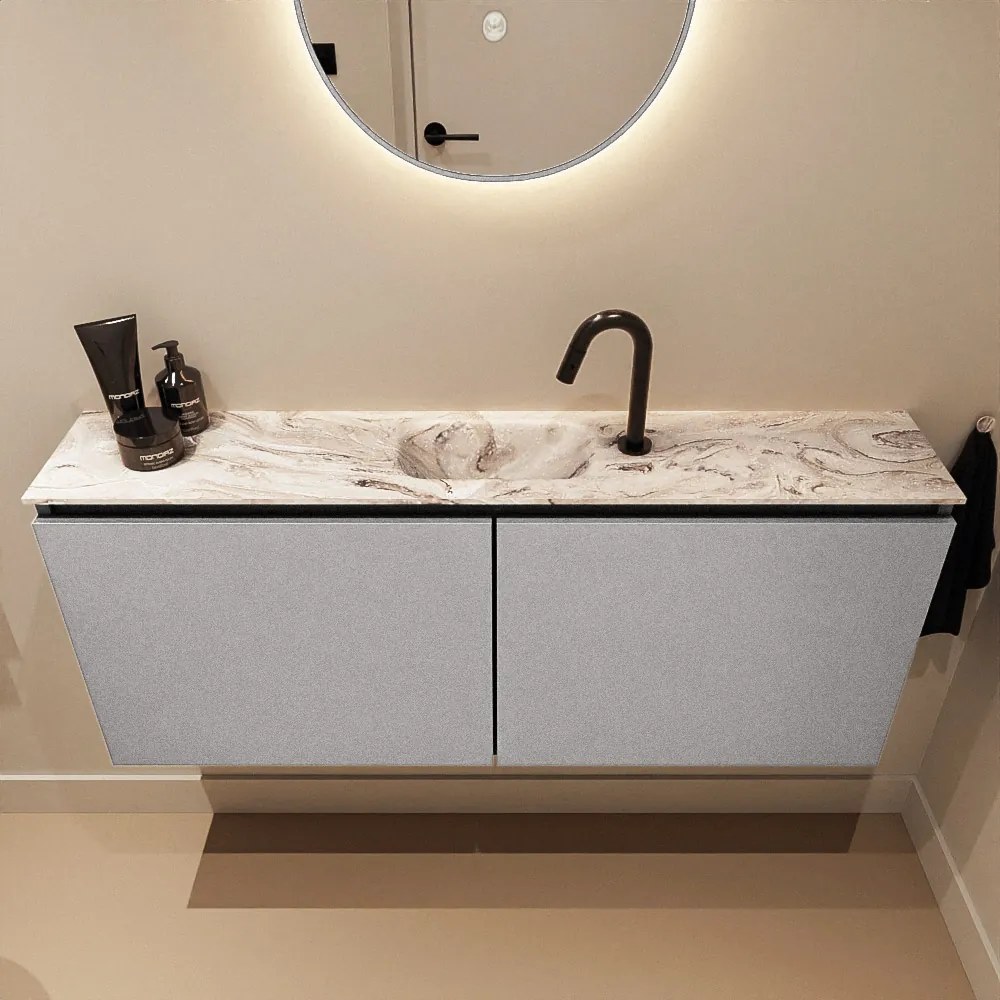 Mondiaz Ture DLux toiletmeubel 120cm plata met wastafel glace midden met kraangat