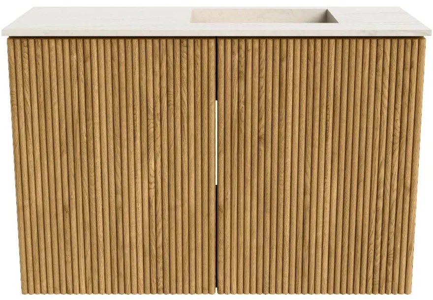 Mondiaz Joya DLux 60cm toiletmeubel oak met wastafel faye rechts zonder kraangat meli