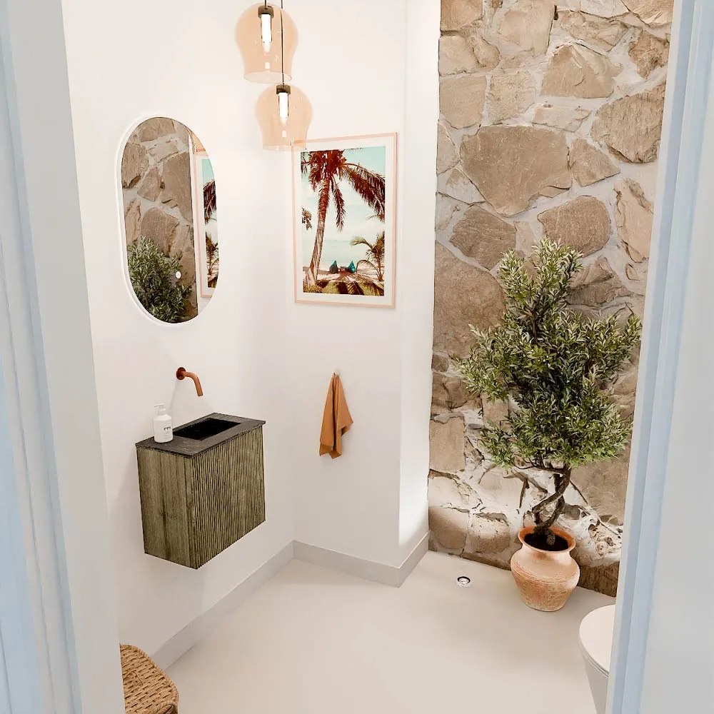 Mondiaz Joya DLux 40cm toiletmeubel dusk met wastafel faye rechts zonder kraangat lava