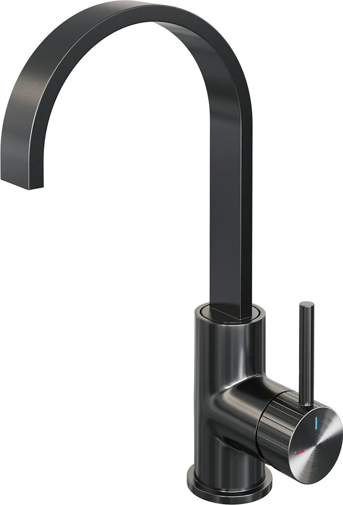 Brauer Stripe wastafelkraan met draaibare platte uitloop model A gunmetal geborsteld PVD