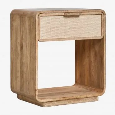 Abrams Nachtkastje 40x30 Cm Van Mangohout, Mdf En Jute Mangohout - Sklum
