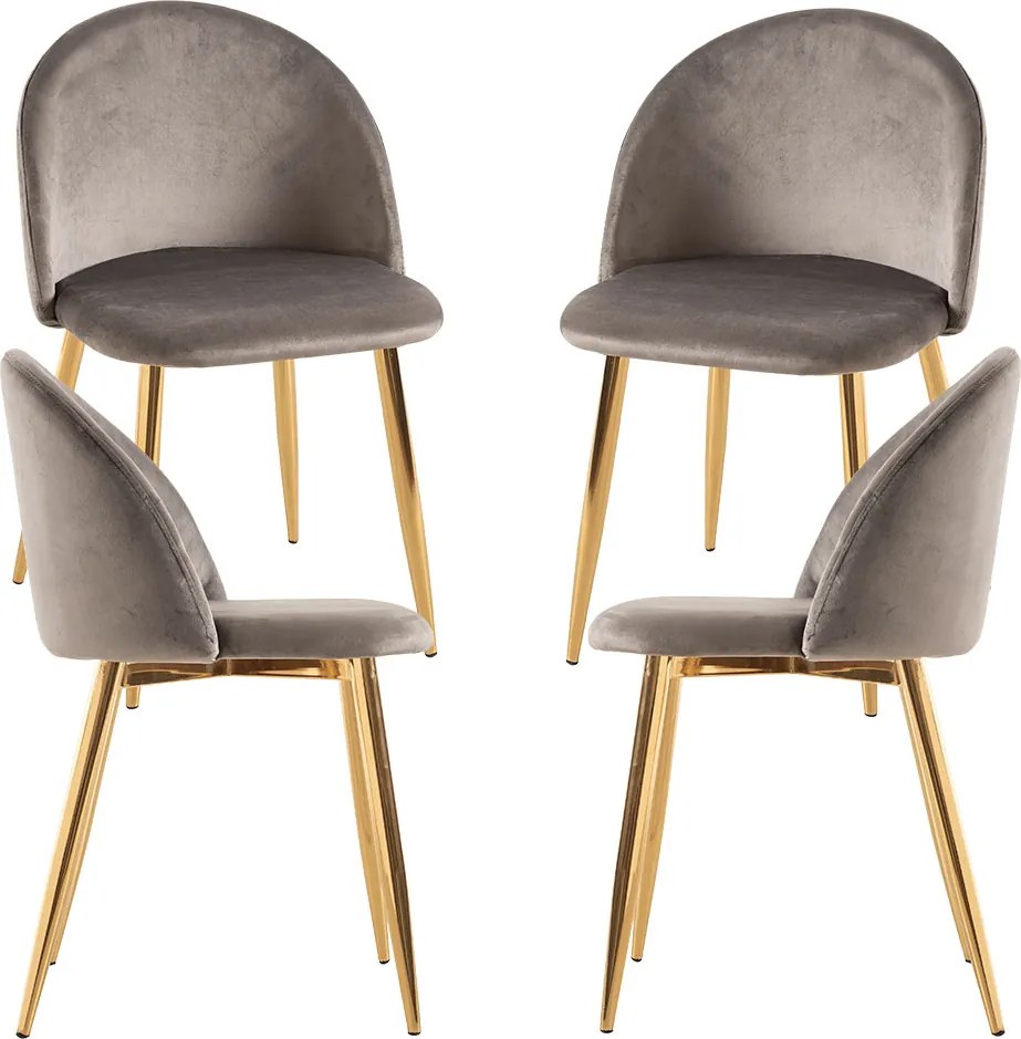 Set 4 Vint Fluwelen Golden Stoelen