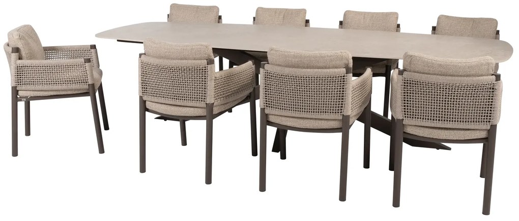 4 Seasons Outdoor Savanne tuinset met Prado tafel 300 cm Tuinstoel bruin weerbestendig