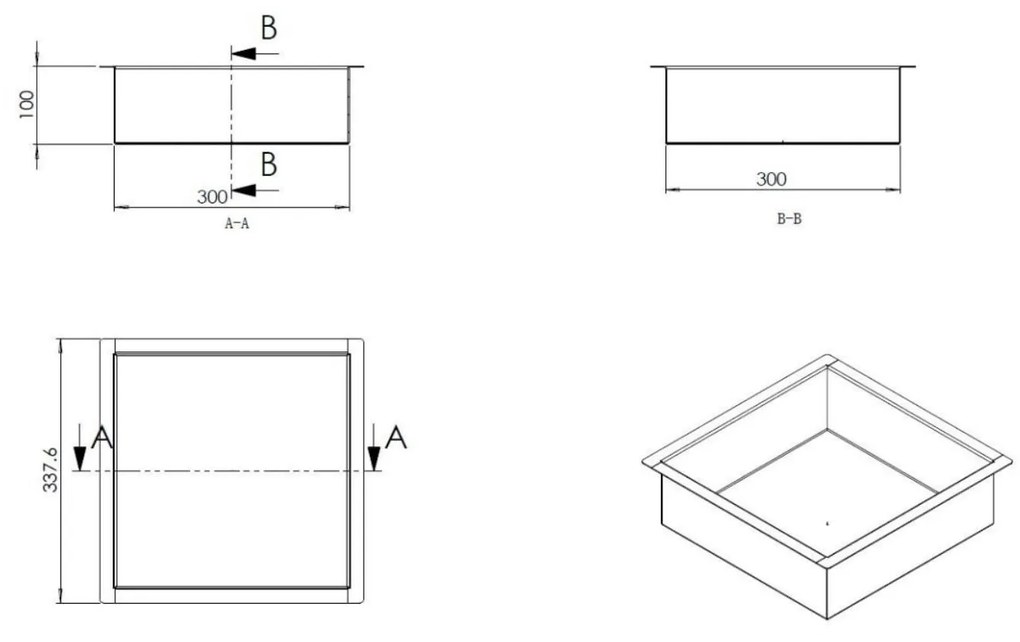 Mueller inbouw nis 30x30x10cm RVS goud