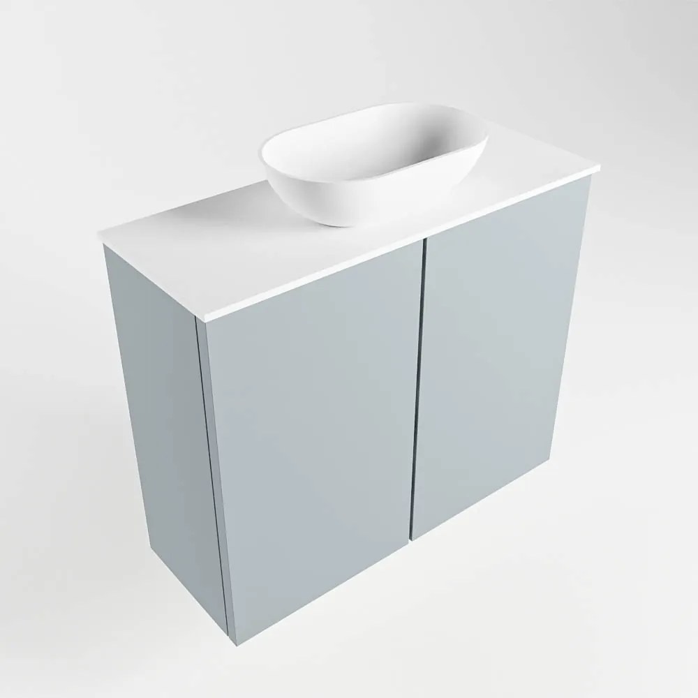 Mondiaz Fowy toiletmeubel 60cm clay met witte waskom midden en kraangat