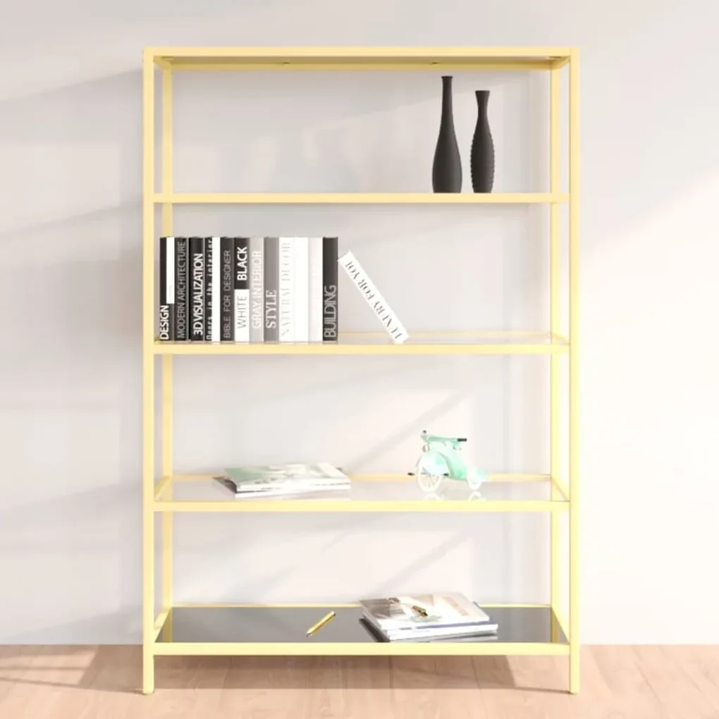 vidaXL Wandtafel gehard glas goudkleurig en zwart