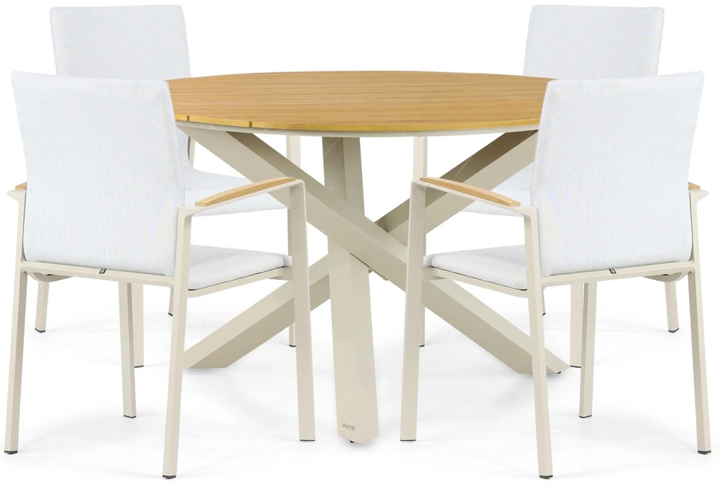 Tuinset 4 personen 125 cm Aluminium/textileen Taupe Lifestyle Garden Furniture Brandon/Ancona