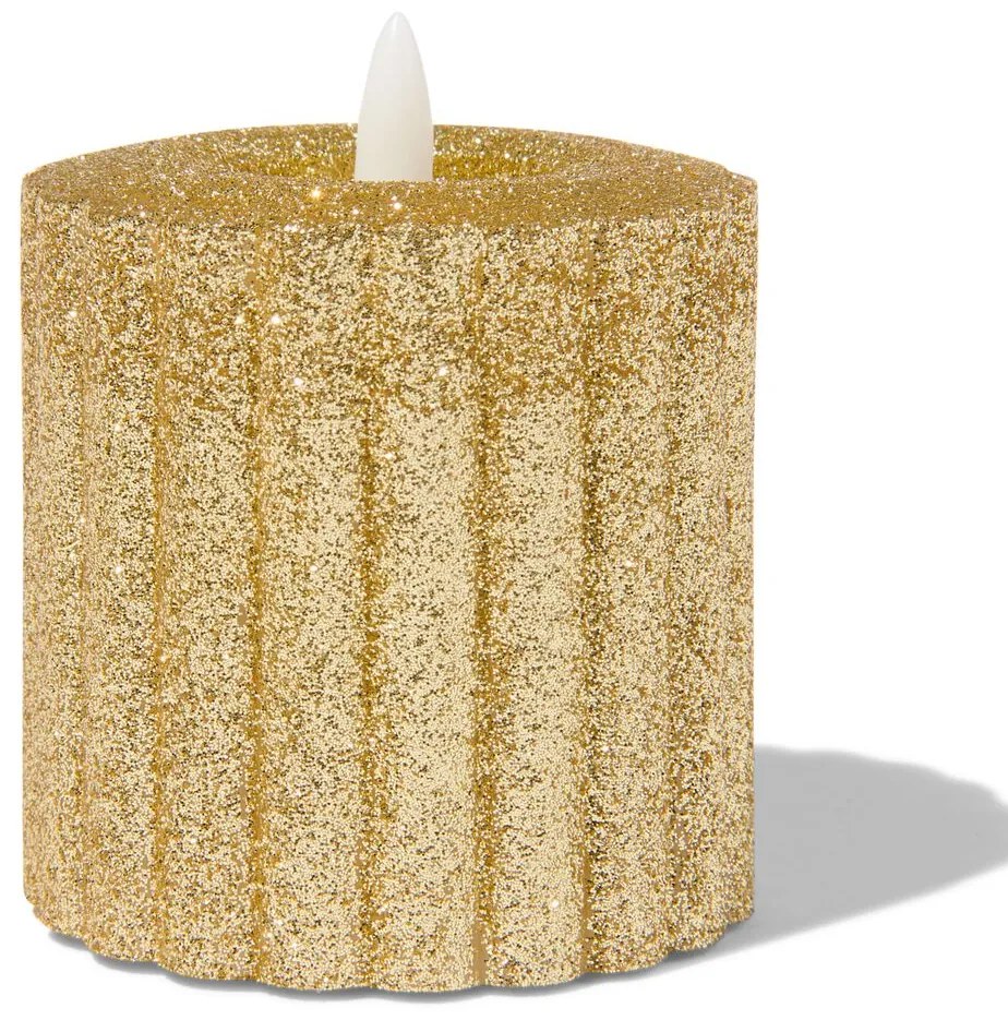 HEMA Led Kaars Goud Glitter Warm Wit Ø7.5x8cm
